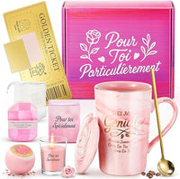 XVB Idee - Caja de regalo para mujer, regalo de cumpleaños y mujer, personalizado, Navidad, original Útil, Fete des Meres, juego de tazas de cerámica de 340 ml