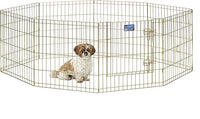 MidWest Homes for Pets - Parque de ejercicio y juego para perros y mascotas, metálico, plegable, con puerta, estacas de anclaje, ofrece 1,5 m de espacio para jugar, 61 cm de altura, zinc dorado