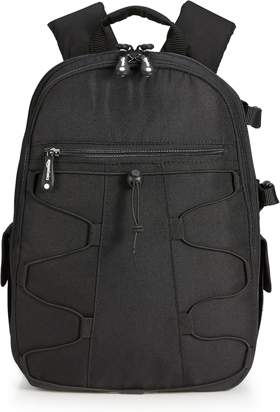 Amazon Basics Mochila para Cámara de Gran Capacidad con Acolchado Interno para DSLR y Accesorios, Impermeable y Resistente a los Golpes, 30 x 15 x 37 cm, Negro, Sólido