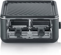 SEVERIN - Raclette grill con 4 sartenes con revestimiento antiadherente y función click-stow 800 W Negro RG 2360