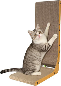 68 cm Rascador para Gatos en Forma de L, Cat Scratcher de Cartón XXL, Resistente Rascador Cartón para Gatos con Pelota Juguete, Protección para Paredes y Esquinas