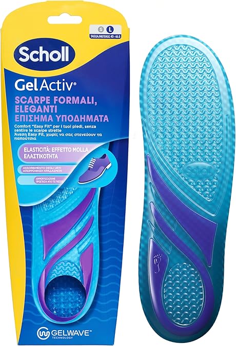 Scholl Plantillas GelActiv para zapatos elegantes, de diseño fino para uso diario con tecnología GelWave amortiguadora, comodidad ''Easy Fit'' sin sentir calzado apretado, talla 40-46.5