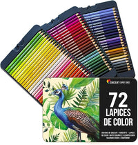 Zenacolor 72 Lápices de Colores (Numerado) con Caja de Metal 72 Colores Únicos para Libro de Colorear - Fácil Acceso con 3 Bandejas - Regalo Ideal para Artistas