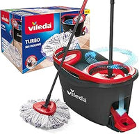 Vileda Turbo 3en1 Mopa de Suelo con escurridor Giratorio y Cubo con Pedal | Mango telescópico 85-123 cm | Cabezal de Microfibra | Sostenible | Love it Clean