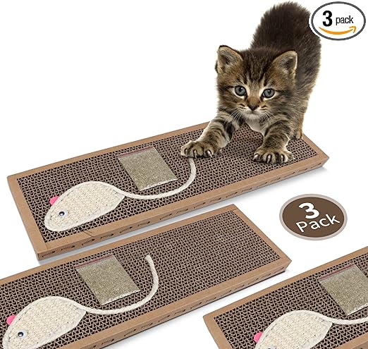 Nobleza - 1 Pieza Rascador de cartón para Gatos. Alfombrilla con Catnip. 38 * 12.5 * 1.8 cm