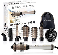Bellissima Imetec Air Wonder, Moldeador, Cepillo de aire caliente, Tecnología Ion, Cepillos con revestimiento de cerámica y queratina, Seca, Da volumen, 8 Accesorios, 1000 W, Color Blanco Satinado