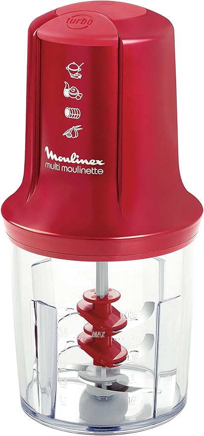 Moulinex Multimoulinette AT714G- Picadora de 500 W con 3 cuchillas 0,5 L de capacidad, 2 velocidades y turbo, disco emulsionador y tapa de seguridad hermética