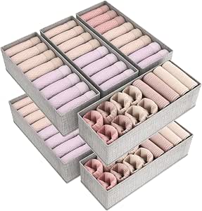 Lifewit Juego de 8 Organizador Cajones para Cómoda HEMNES, Separador Cajones Plegable, Cajas Organizadoras, Organizador Armario para Ropa, Ropa Interior, Ropa Infantil, Calcetines, Corbatas, Gris