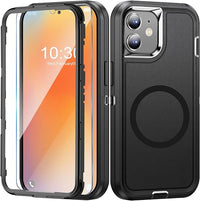 Giyer Funda para iPhone 11 con protector de pantalla, resistente a los golpes 360°, resistente, carcasa para iPhone 11, funda protectora con magnética (negro, para iPhone 11)