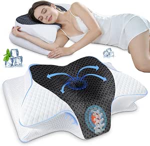 SAHEYER Almohada Neck 2 en 1, Almohada Neck Viscoelastica, Gris