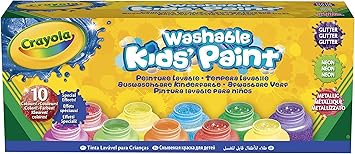 CRAYOLA - 10 Témperas Lavables Efectos Especiales: Purpurina, Neón y Metalizado, 59 ml cada uno, 54-2395