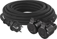 EMOS cable alargador IP44 10 m, 2 Schuko, resistente agua, calor, golpes, 230 V 16 A 3680 W, goma H05RR-F3G 1.5 mm², exteriores, negro
