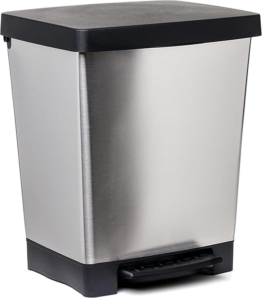 Tatay Cubo de Basura Cocina con Pedal Cubik Deco 21L | Interior y Exterior | Para Bolsas de 20L a 30L | Plástico Resistente Libre de BPA | 33,5x30x39 cm, Gris Metalizado