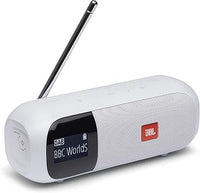 JBL Tuner 2 Sintonizador de radio JBL, altavoz portátil Bluetooth con MP3, DAB plus y radio FM, sonido potente y nitidez, color blanco