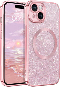 Thumbnail for BENTOBEN Funda MagnÃ©tica para iPhone 15 6,1 Pulgados [Compatible con Magsafe] Carga InalÃ¡mbrica Carcasa iPhone 15 Funda Ultra Delgada Brillante Purpurina Silicona Resistente Anti-AraÃ±azos -Rosa