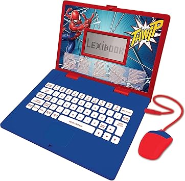 Lexibook, Spider-Man, Ordenador Portátil Educativo y Bilingüe Italiano/Inglés, Juguete con 124 Actividades para Aprendizar, Jugar Juegos y Música, Azul/Rojo, JC598SPi5