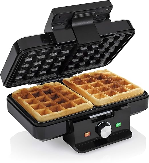 Tristar WF-1165 Waffeleisen – zwei Waffeln pro Durchang, antihaftbeschichtet, 1000 Watt, regelbarer Thermostat
