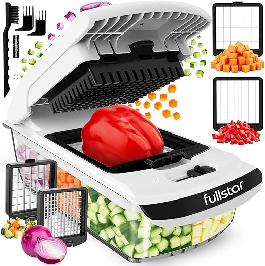 Multifuncional Cortador de Verdura Espiralizador de Verduras - Picador de Verduras Patatas Cebolla - Vegetable Chopper - Gadgets Cocina (2-en-1 Blanco)