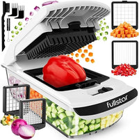 Multifuncional Cortador de Verdura Espiralizador de Verduras - Picador de Verduras Patatas Cebolla - Vegetable Chopper - Gadgets Cocina (2-en-1 Blanco)