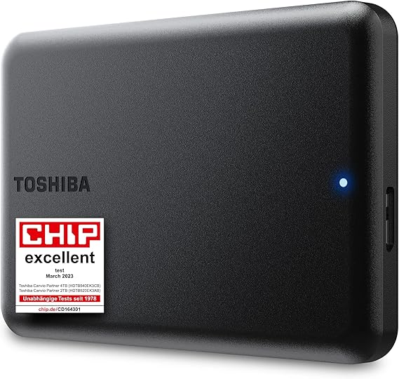 Toshiba Canvio Partner 2TB - Disco Duro Externo portátil de 2,5'', USB 3.2, Compatible con Mac y Windows. (HDTB520EK3AB)