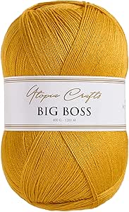 Utopia Crafts Big Boss 400g Knitting & Crochet Yarn 1200m (Mustard Yellow)