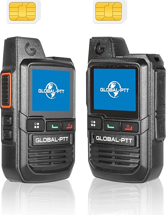 Lote de 2 Radios 4G LTE con Tarjetas SIM - Walkie Talkies Profesionales de Alcance Ilimitado - Sistema Push-to-Talk por Red Móvil para Comunicación en Toda Europa (G0)