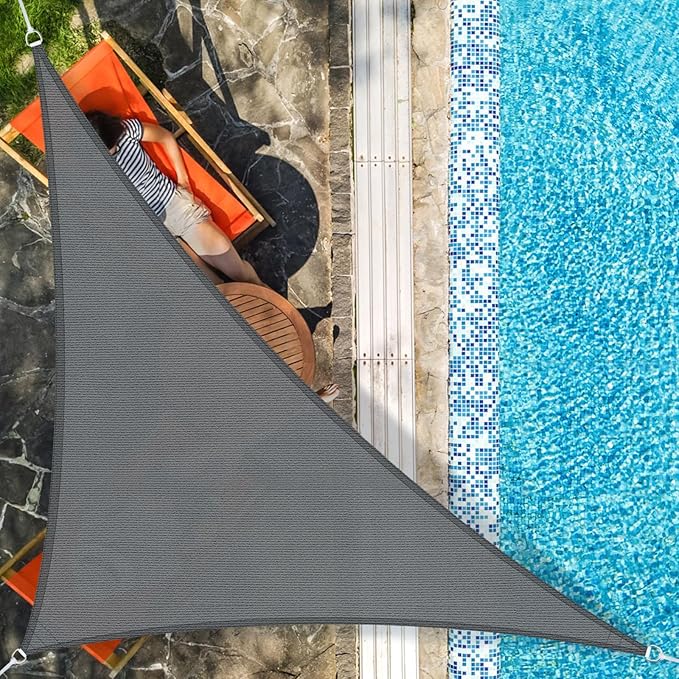 AXT SHADE Toldo Vela de Sombra Triangular 3x3x4,25m Protección Rayos UV y HDPE Transpirable para Exterior Terraza Patio Jardín-Gris Antracita