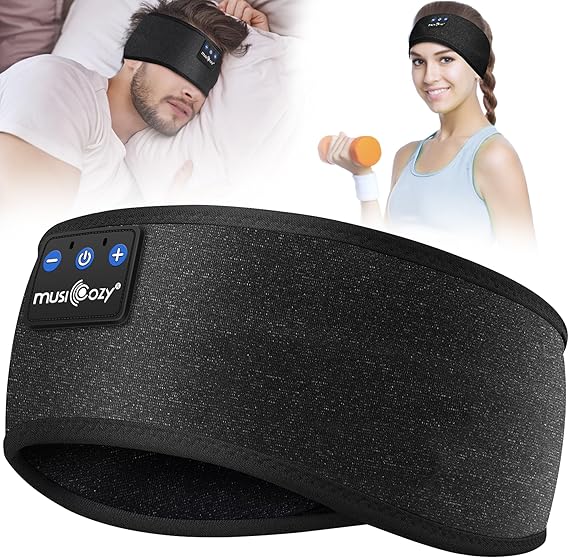 MUSICOZY Auriculares para Dormir, Diadema con Bluetooth 5.4 para Dormir y Hacer Deporte con Altavoces Finos, Regalo tecnológico para Hombres, Mujeres, Adolescentes, Yoga, relajación y Viajes