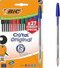 BIC Cristal Original Bolígrafos de Punta Media (1,00 mm) - Colores de Tinta Surtidos, Caja de Edición Especial de 27