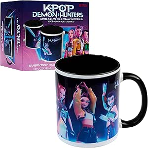 KPop Demon Hunters Oficial Huntrix Tazas Originales 315ml, Taza Ceramica de Café o Té (Negro Huntrix)