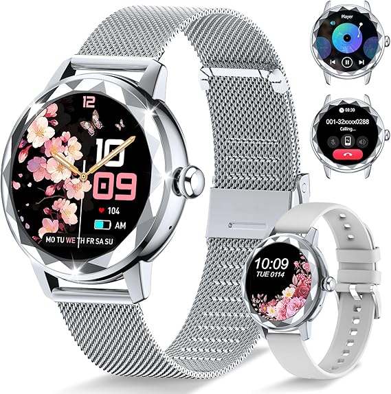 Homailida Smartwatch Mujer, 1,2" Reloj Inteligente Mujer con Llamadas Bluetooth y Whatsapp Notificación, 100+ Deportivos Modos Smart Watch con Monitor Sueño, Smartwatch Impermeable para Android iOS