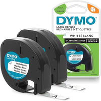 DYMO LT plástico etiquetas | Negro sobre amarillo | 12 mm x 4m | para las etiquetadoras LetraTag | autoadhesivo | 2 unidades
