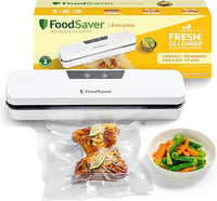 FoodSaver Everyday envasadora al vacío | Mantiene los alimentos frescos hasta 5X más tiempo* | Diseño compacto | Con 5 bolsas para envasar al vacío (0,94 l y 3,78 l) | VS0290X