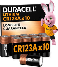Duracell CR123 pilas de litio de alta potencia 3 V (paquete de 10) (CR123A/CR17345) – Larga duración – Cámaras, linternas, detectores de humo y otros – 10 años de vida útil - Prevención de fugas