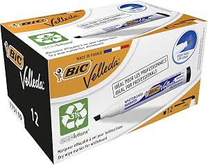 BIC Velleda 1751 ECOlutions rotuladores de Pizarra punta media - Negro, Caja de 12 unidades