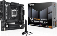 ASUS TUF Gaming B850M-PLUS WiFi - Placa Base AMD mATX, 14+2+1 etapas de alimentación DrMOS 80A, DDR5, PCIe 5.0, 3 Ranuras M.2, WiFi 6E, Realtek 2.5Gb Ethernet, DisplayPort, HDMI, Aura Sync