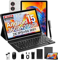 SADSYMB 2026 Newest 2K Tablet 11 Pulgadas con Android 15, Octa-Core, 36GB RAM+256GB ROM (1TB TF), 5G WiFi, 2000 x 1200 Incell, Widevine L1/8000mAh/13MP+8MP/GPS, Tablet con Teclado+Ratón(Gris)