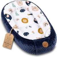 Totsy Baby Nido bebé recién Nacido 90x50 cm - Reductor Cuna Cuco de colecho Minky Winter cálido Capullo Ideal para moisés, góndola y Viaje Beige con Estrellas Blancas