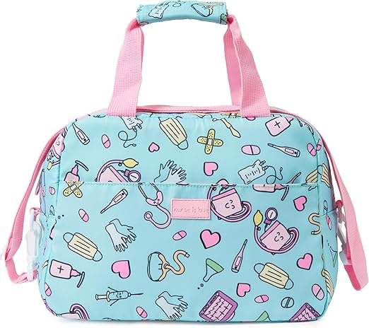 Nurse is Love Bolsa Termica Porta Alimentos con Patrones de Enfermera, Bolsa Comida Trabajo, Nevera Portatil, Loncheras de Trabajo con Divisiones ajusta con Tartera, Fiambreras para Enfermeras