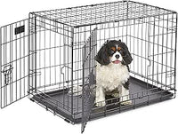 MidWest Homes for Pets iCrate modelo 1530 Jaula para perros recién óptimizada, con doble puerta, bandeja a prueba de fugas, patas protectoras longitud de 76,2 cm, color negro