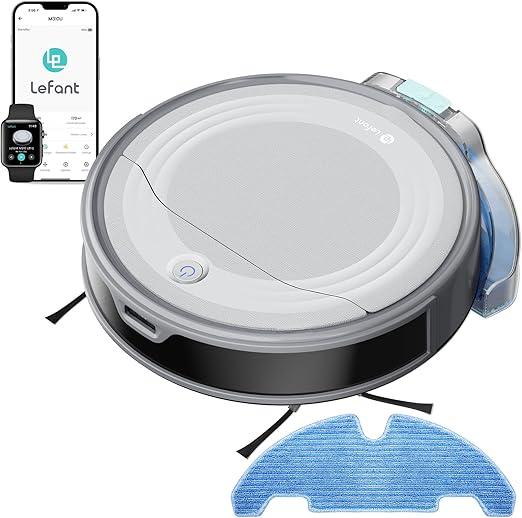 LEFANT M310 Ultra Robot Aspirador y Fregasuelos 3 en 1 con Succión de 6000Pa, 170min, Mapeo Láser ToF, Evasión de Obstáculos PSD de 190°, Reconocimiento de Alfombras, WiFi/App/Alexa, Gris