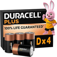 Duracell Plus pilas D (pack de 4) - Alcalinas 1,5 V - 100 % de duración garantizada - Fiabilidad para dispositivos cotidianos - Embalaje sin plástico - 10 años de almacenamiento - LR20 MN1300