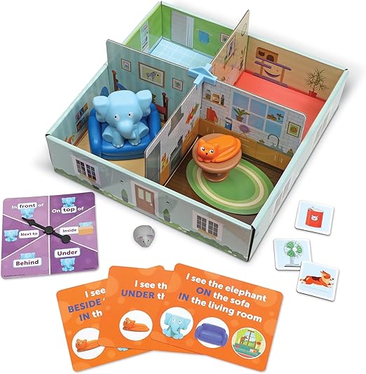 Learning Resources Set de Actividades de Palabras posicionales Un Elefante en la habitación, 4+, Juegos educativos, Juegos para niños, 4-8, Juegos de Mesa para niños, 4-6