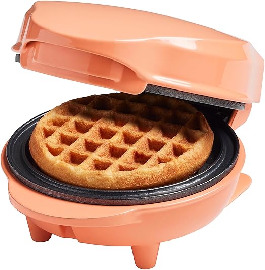 Bestron Mini-Waffeleisen für klassische Waffeln 10cm, kleiner Waffelmaker inkl. Antihaftbeschichtung, ideal für Kindergeburtstage, Ostern oder Weihnachten, Sweet Dreams Kollektion, Farbe: Orange