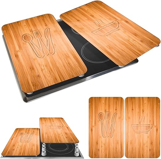 WENKO Placas protectoras para cocina Mod Almuerzo, ajustable en altura para todo tipo de cocinas, tabla de cortar y protector contra salpicaduras, vidrio, 30 x 52 cm, juego de 2