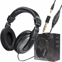 Hama | Auriculares de Diadema con Cable (Auriculares con Cable,Cable Largo de 6m, con Conector Jack 3.5mm y 6.35mm, Auriculares Música, Auriculares TV) Color Negro