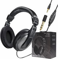 Hama | Auriculares de Diadema con Cable (Auriculares con Cable,Cable Largo de 6m, con Conector Jack 3.5mm y 6.35mm, Auriculares Música, Auriculares TV) Color Negro
