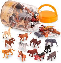 Terra 60-teilig Tierfiguren Sammlung Wildtiere Spielzeug Set – Löwe, Tiger, Zebra, Nilpferd, Elefant, Elch, Kamel und mehr – ab 3 Jahren, 2