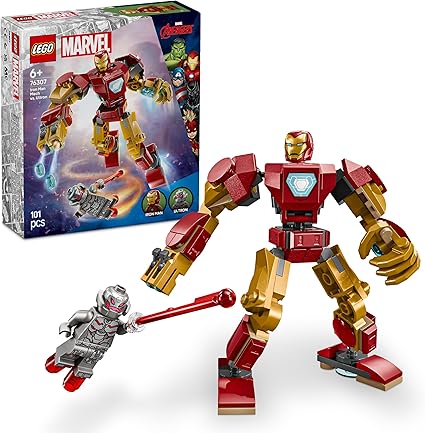 LEGO Marvel Armadura Robótica de Iron Man vs. Ultrón Juguete de Superhéroes con Minifiguras, Figura Articulada de Robot, Juego de rol y Batalla, Regalo para Niños y Niñas de 6 Años 76307