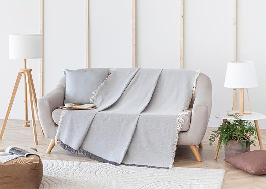 Todocama - Colcha Multiusos Sofa, Manta Foulard, Plaid para Cama, Cubresofa Cubrecama, Jarapas, Fabricado en España, Clásica. (230x260cm, Gris Oscuro)